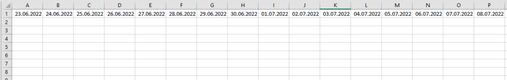 Как выделить текущую дату в строке с датами в Excel?