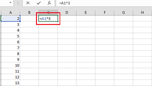 Как вычислять в Excel степень в группе ячеек